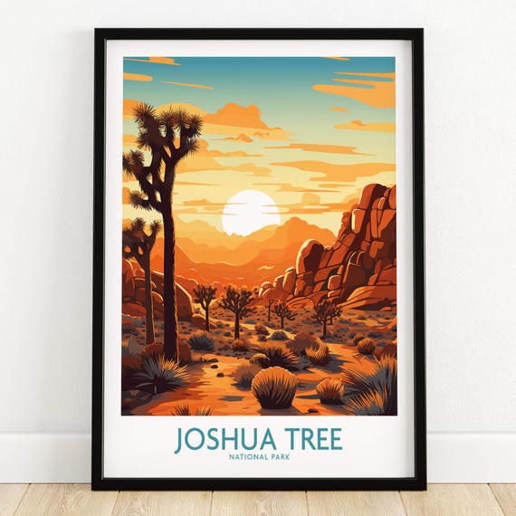 Joshua Tree Wall Art Poster Art Print Travel Print | Home Décor Poster Gift | Digital Illustration Artwork | Birthday Present