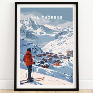 Val Thorens Wall Art Print Val Thorens Ski Poster Winter Sport Artwork Val Thorens Skiing Gift