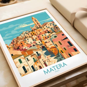 Matera Print Italy Travel Poster Matera Artwork Poster Gift Italy Home Decor Matera Illustration Art Lover Italy Print