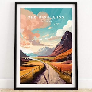 Scottish Highlands Art Print | Scenic Wall Decor | Birthday & Wedding Anniversary Gift | Highland Landscape Painting