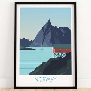 Norwegen Poster | Norwegen Reise Poster | Norwegen Wandkunst | Nordischer Reisedruck | Skandinavien | Fjordkunst