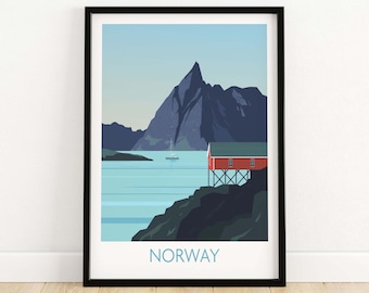 Norway Print | Norway Travel Poster | Norway Wall Art | Nordish Travel Print | Scandinavia | Fjord Art