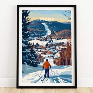 Stowe Ski Resort Travel Print Wall Art Stowe Home Decor Stowe Gift Art Lovers Vermont Art Lover Gift Print Art