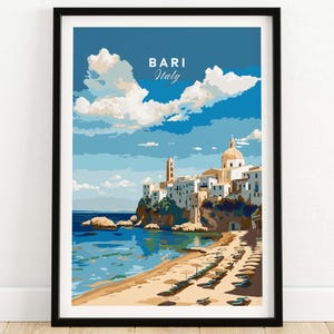 Bari Travel Print Puglia  Italy Travel Poster Bari Artwork Poster Gift Italy Home Decor Bari Illustration Art Lover Italy Print