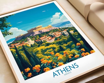 Athens Travel Poster Athens Art Print Travel Print | Home Décor Poster Gift | Digital Illustration Artwork Parthenon Greece