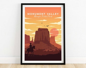 Monument Valley Navajo Tribal Print Arizona Art Print Travel Print Home Décor Poster Gift Digital Illustration Artwork