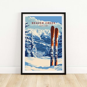 Beaver Creek Colorado Ski Poster, Winter in den Bergen Kunstdruck, Colorado Skiing Wanddekor, Geschenk für Skifahrer