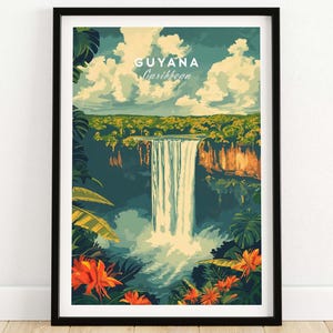 Guyana Travel Print Guyana Wall Art Print Caribbean Travel Poster Caribbean Guyana Artwork Poster Gift Guyana Illustration Art Lover Print