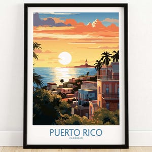 Puerto Rico Travel Poster Wall Art Print Travel Print | Home Décor Poster Gift | Digital Illustration Artwork | Birthday Present