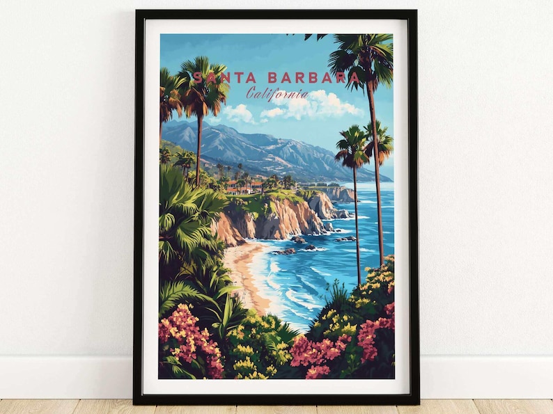Beach House Wall Art California Coastal Decor Santa Barbara Print ...