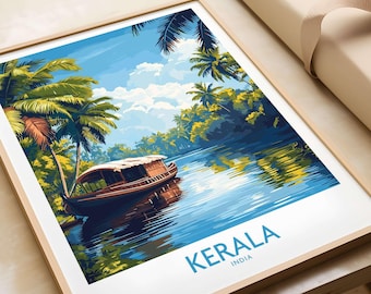 Kerala Wall Art Print India Kerala Travel Poster Birthday Present Kerala Wedding Anniversary gift