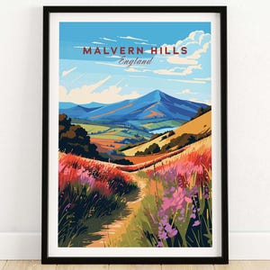 Impresión de Malvern Hills: póster de viaje a Inglaterra, regalo de cumpleaños, regalo de aniversario de bodas, impresión artística