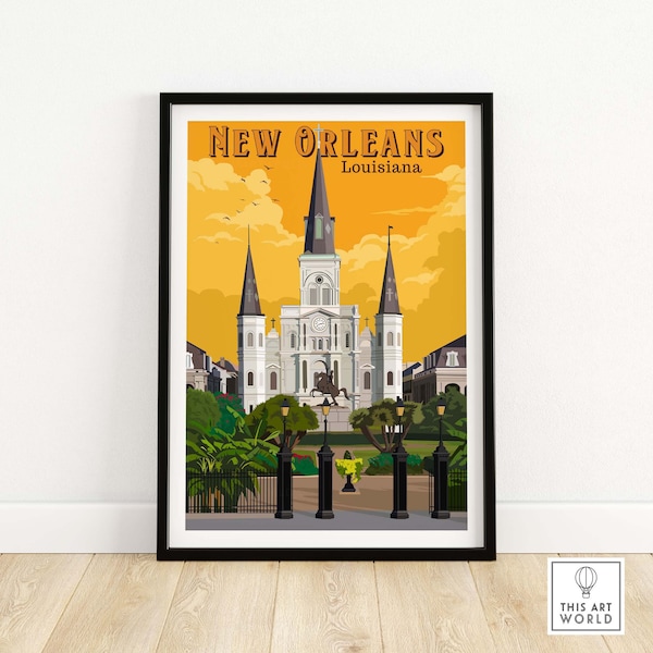 New Orleans Art Print | Louisiana Wall Art | Vintage Travel Poster Gift