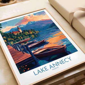 Lake Annecy Wall Art Print Lake Annecy Travel Print Lake Annecy Wall Hanging Home Decor Lake Annecy Gift Art Lovers  France Wall Art Print