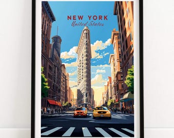 New York City Print Art Print Travel Poster | Home Gift Birthday present Wedding anniversary Wall Décor | Personalized Illustration Artwork