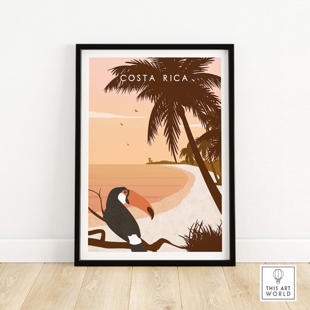 Costa Rica Print Art Poster Costa Rica Wall Art Travel Gift Beach Print Jungle Print Wall Decor