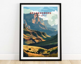 Drakensberg Travel Poster Art Print Travel Print Home Décor Poster Gift Digital Illustration Artwork