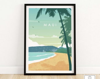 Maui Print | Hawaii Wall Art | Travel Poster | Maui Beach Art Print | Maui Wedding Gift | Maui Honeymoon Gift | Maui Poster Print