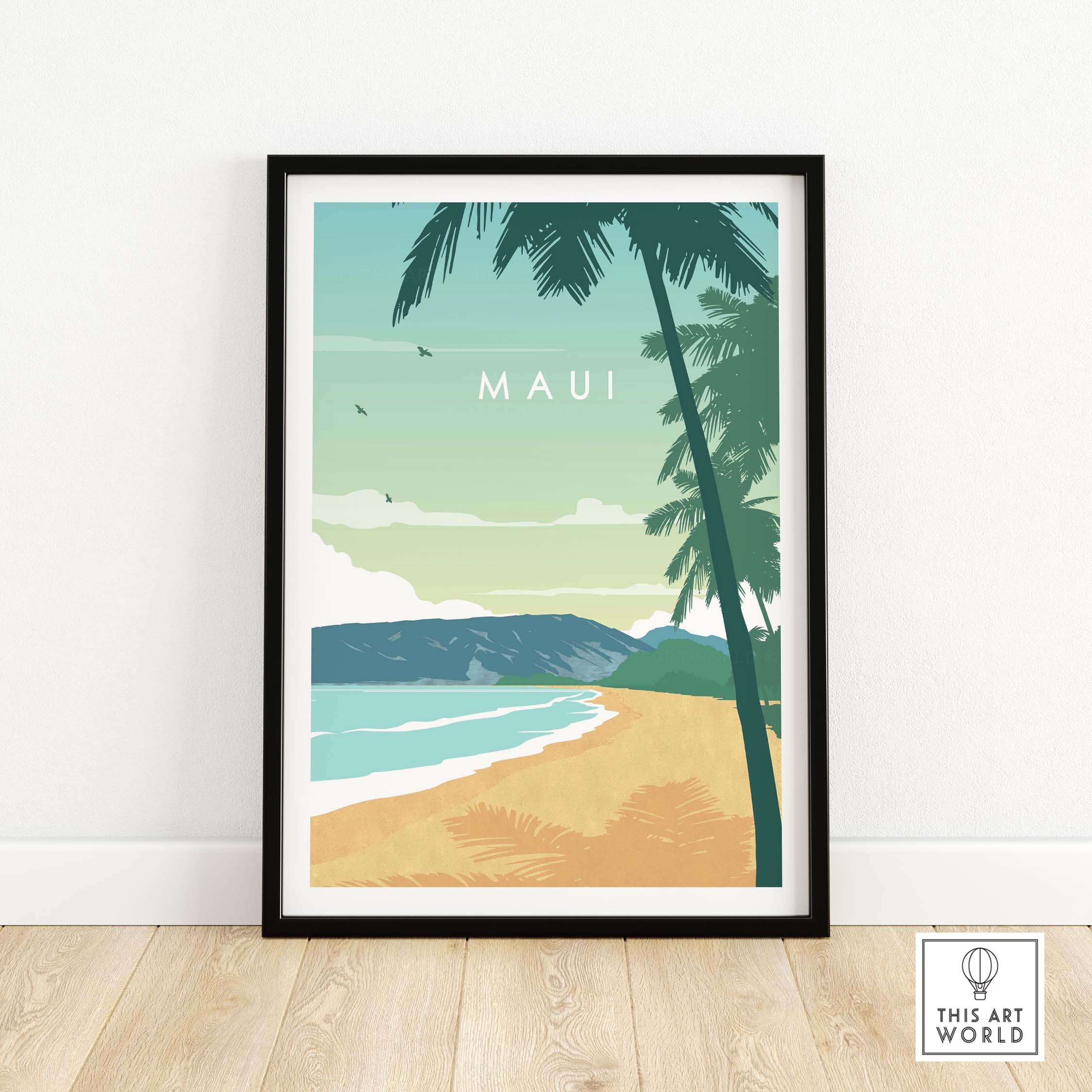 Maui Print Hawaii Wall Art Travel Poster Maui Beach Art Etsy UK