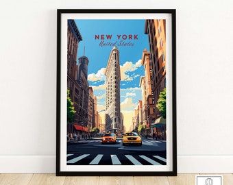 New York City Print Art Print Travel Poster | Home Gift Birthday present Wedding anniversary Wall Décor | Personalized Illustration Artwork