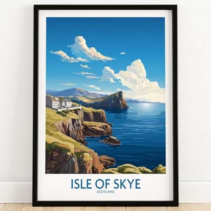 Scotland Isle of Skye Poster Wall Art, Vintage Travel Print, Highland Landscape Decor, Scottish Gift, Home Office Illustration