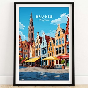 Brügge Poster Reise Poster | Geburtstagsgeschenk | Hochzeitstag Geschenk | Bestes Geschenk für sie | Personalisiertes Wandkunst Geschenk für Ihn