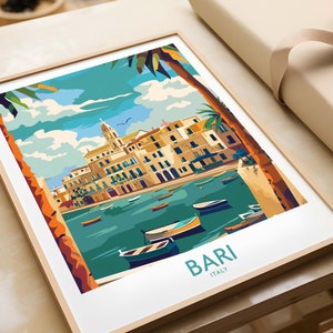Bari Travel Print Italia Puglia Italia Travel Poster Bari Artwork Poster Regalo Italia Home Decor Bari Illustrazione Amante dell'arte Stampa Italia