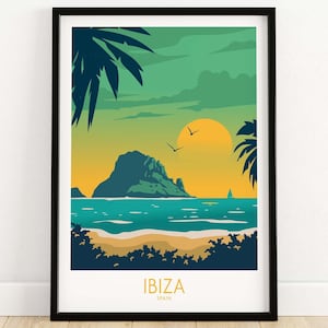 Ibiza Print | Ibiza Travel Poster | Ibiza Wall Art | Spanish Island Print | Framed Unframed Ibiza Poster | Spain Home Décor | Ibiza Art Gift