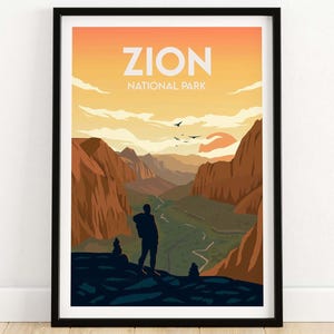 Zion Print | National Park Poster | Utah Art Print Travel Poster | Framed & Unframed Wall Art Gift Idea