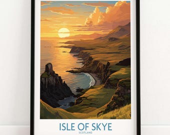 Isle of Skye Art Print: Scotland Travel Poster (Framed or Unframed)