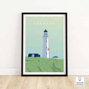 Denmark Print Wall Art Poster | Danish Lighthouse | Denmark Home Decor | Denmark Gift | Framed & Unframed Print