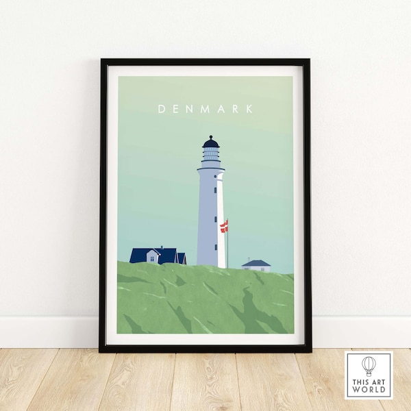 Denmark Print Wall Art Poster | Danish Lighthouse | Denmark Home Decor | Denmark Gift | Framed & Unframed Print