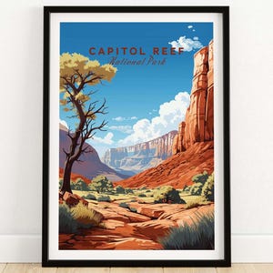 Capitol Reef National Park Poster Art Print Travel Print | Home Décor Poster Gift | Digital Illustration Artwork | Birthday Present
