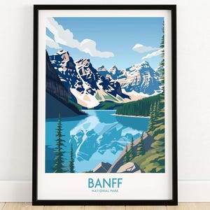 Banff Print National Park Poster Art Print Travel Print | Home Décor Poster Gift | Digital Illustration Artwork | Birthday Present