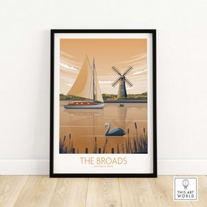 The Brods Nationalpark Poster | Kunstdruck | England Reise Poster | Norfolk Suffolk Natur Druck | Wandkunst | Wohnkultur Kunstwerk | Geschenk