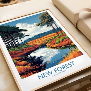 New Forest National Park Print Wall Art Print Travel Poster Home Decor Artwork Poster Gift Digital Illustration Home Art Lover Print
