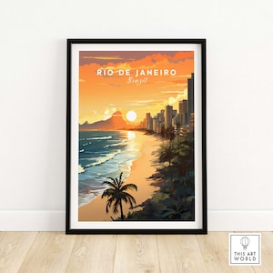 Cartaz de viagem impresso do Rio de Janeiro | Presente de aniversário | Presente de aniversário de casamento | Melhor presente para ela | Arte de parede personalizada para ele
