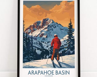 Arapahoe Basin Ski Print Colorado Mountain Art Ski Lodge Wall Decor Winter Sports Artwork Mountain Home Alpine Chalet Gift Adventure Sport