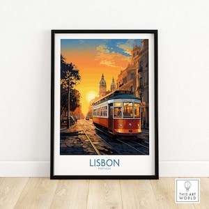 Lisbon Wall Art at Sunset | Portugal Travel Poster | Birthday present | Wedding anniversary gift | Art Print