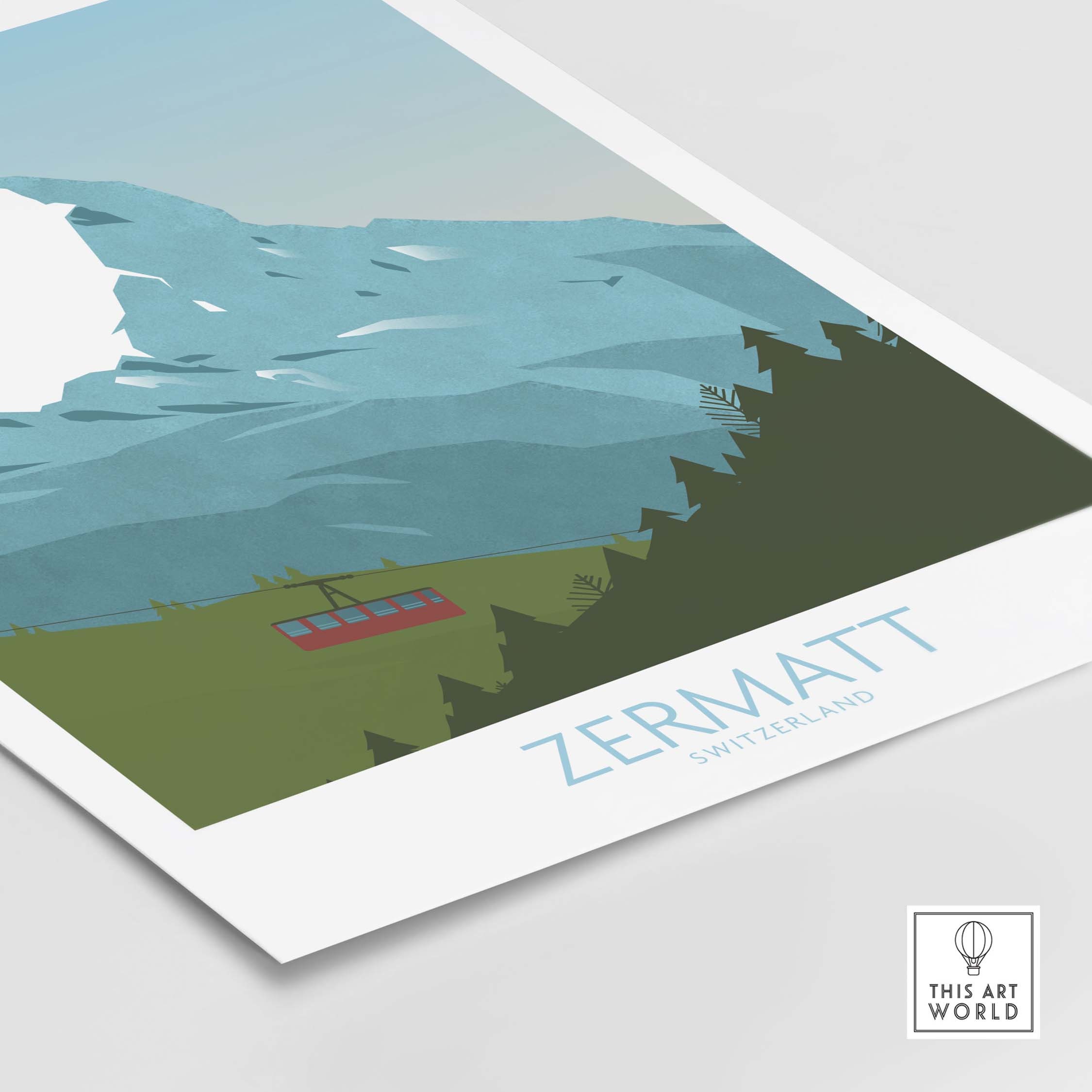 Zermatt Poster | Switzerland Print | Ski Resort Wall Art | Swiss Alps ...