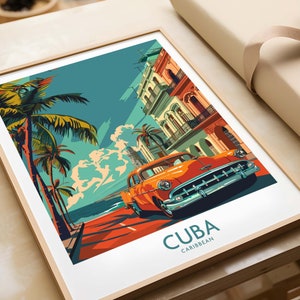 Cuba Wall Art Cuba Travel Poster Havana Artwork Poster Gift Cuba Home Decor Havana Illustration Art Lover Cuba Print