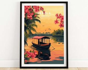 Kerala Print India Kerala Travel Print Wall Art Kerala Wall Hanging Home Decor Kerala Gift Art Lovers India Wall Art Print