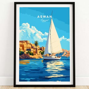 Impresión de Asuán Egipto - Póster de viaje de Asuán Regalo de cumpleaños Regalo de aniversario de boda de Asuán
