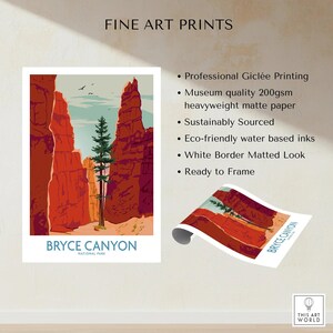 Bryce Canyon National Park wall art print featuring red rock formations and pine tree.