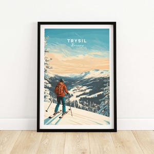 Trysil Travel Print Wall Art Trysil Ski Resort Poster Winter Sports Artwork Adventure Home Decor Gift Art Lovers Ski Art Poster