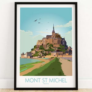 Impresión del Mont Saint Michel (Francia) / Póster de arte mural / Impresión de Saint Michel / Obra de arte del Mont Saint Michel enmarcada y sin enmarcar / Regalo