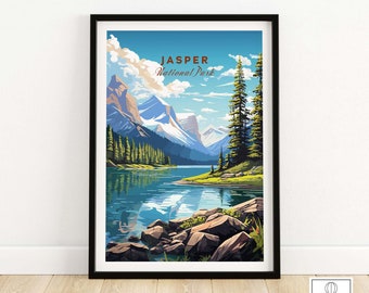 Jasper National Park Poster Art Print Travel Print | Home Décor Poster Gift | Digital Illustration Artwork | Birthday Present