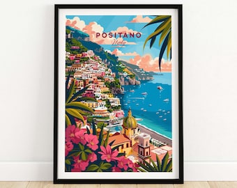 Positano Art Print Amalfi Coast Positano Wall Art Italy Travel Poster Home Decor Artwork Poster Gift Positano Art Lover Italy Print