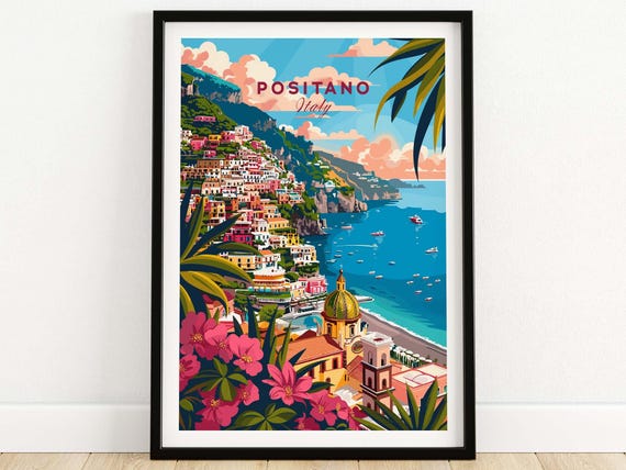 Positano Art Print Amalfi Coast Positano Wall Art Italy Travel Poster Home Decor Artwork Poster Gift Positano Art Lover Italy Print