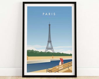 Paris Poster | Paris Print | French Travel Poster | Paris City Wall Art | Paris Home Decor with Eiffel Tower